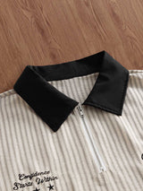 Men’s Striped Letter-Print Polo