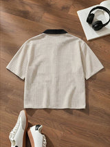 Men’s Striped Letter-Print Polo
