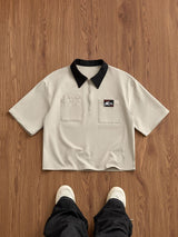 Men’s Khaki Contrast Zip Polo