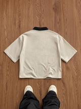 Men’s Khaki Contrast Zip Polo