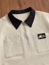 Men’s Khaki Contrast Zip Polo