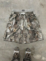 Men’s Tree-Branch Print Drawstring Shorts