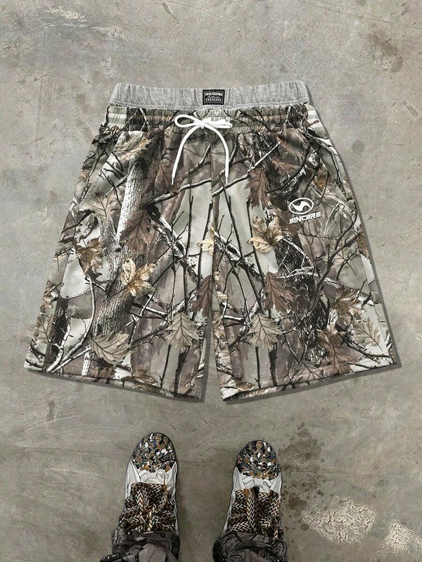 Men’s Tree-Branch Print Drawstring Shorts