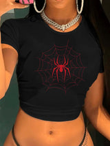 Women’s Red Spider-Web Crop Tee