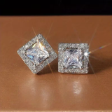 Square Halo Stud Earrings