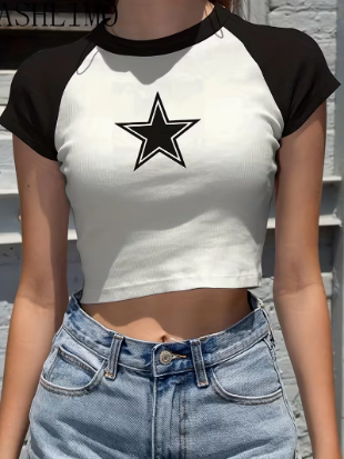 Women’s Star Raglan Crop Tee